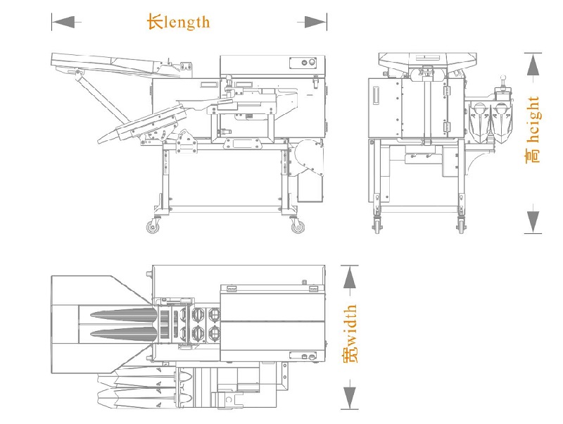 雙排敲蛋機+蛋液雙槽分離+碎殼機型（長寬高）尺寸圖