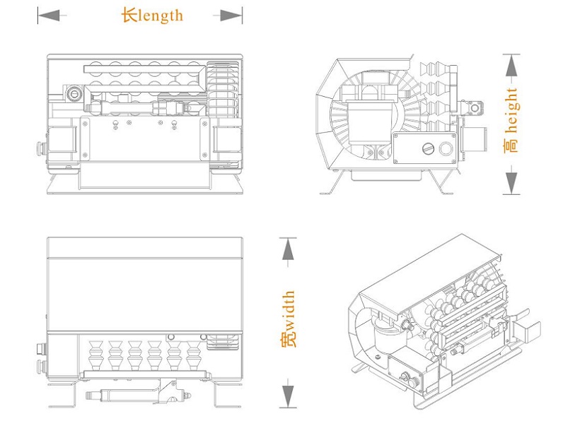 真空吸盤上蛋機（長寬高）尺寸圖