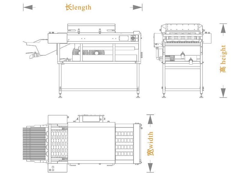 全自動(dòng)蛋品烘干機(jī)<長(zhǎng)寬高>尺寸圖